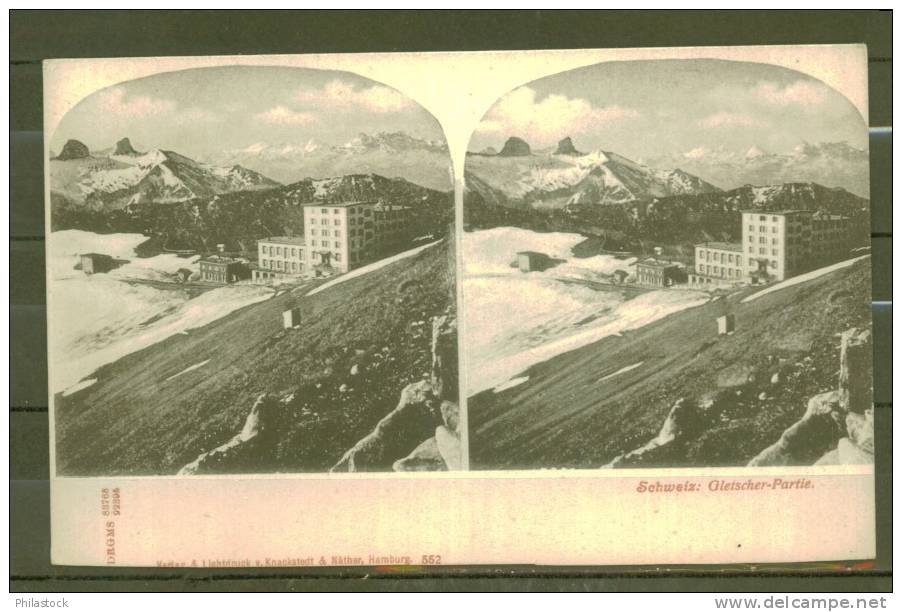 CPA Allemande Stéréo SCHWEIZ Gletscher Partie - Stereoscope Cards