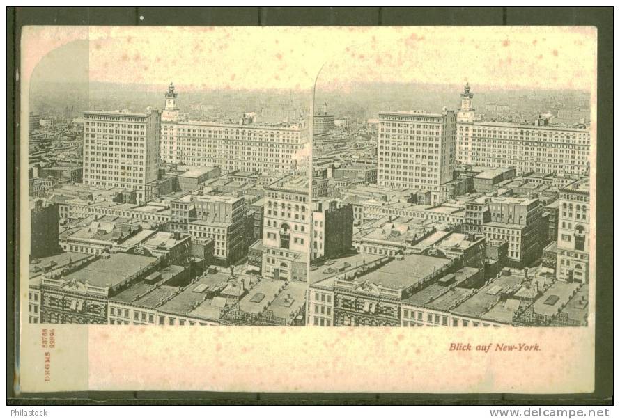 CPA Allemande Stéréo USA Blick Auf New-York - Stereoscope Cards