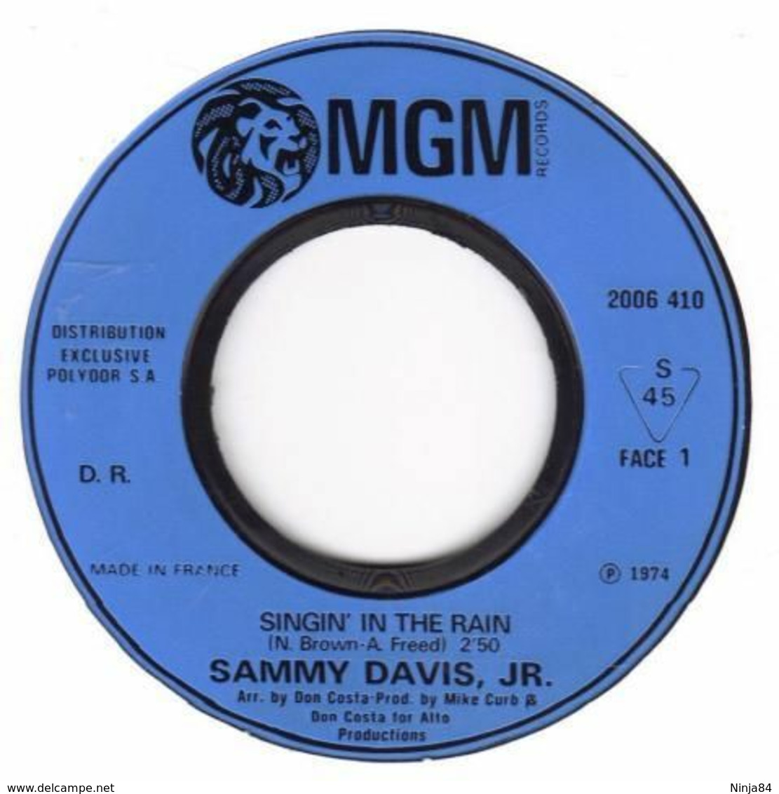 SP 45 RPM (7") Sammy Davis, Jr " Singin'in The Rain " - Jazz