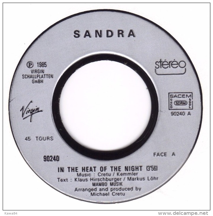 SP 45 RPM (7")  Sandra  "  In The Heat Of The Night  " - Autres - Musique Anglaise