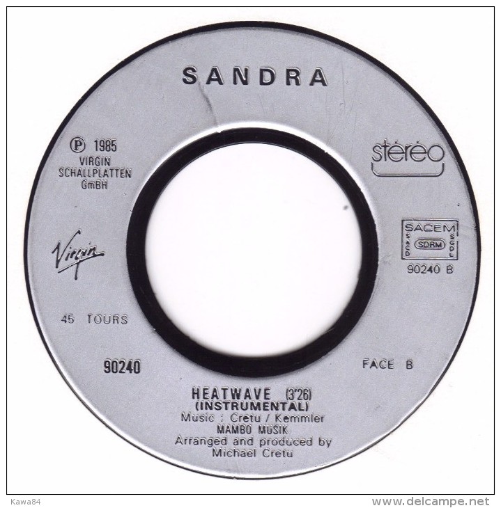 SP 45 RPM (7")  Sandra  "  In The Heat Of The Night  " - Autres - Musique Anglaise