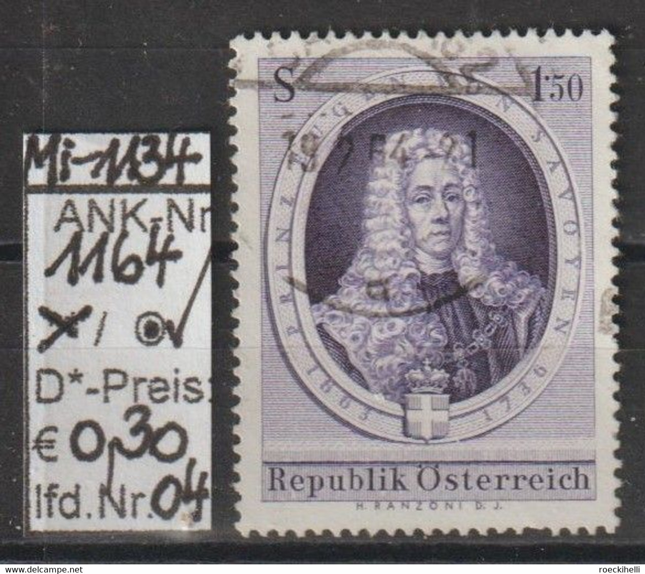 1963 - ÖSTERREICH - SM "300. Geburtstag Prinz Eugens V. Savoyen" S 1,50 Violett - O Gestempelt - S.Scan (1164o 04   At) - Oblitérés