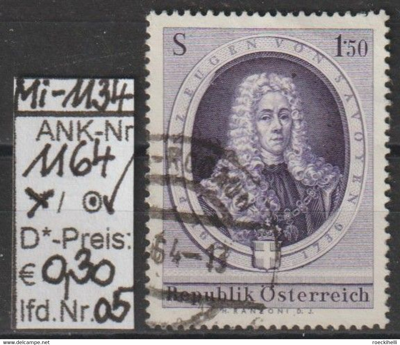 1963 - ÖSTERREICH - SM "300. Geburtstag Prinz Eugens V. Savoyen" S 1,50 Violett - O Gestempelt - S.Scan (1164o 05   At) - Used Stamps