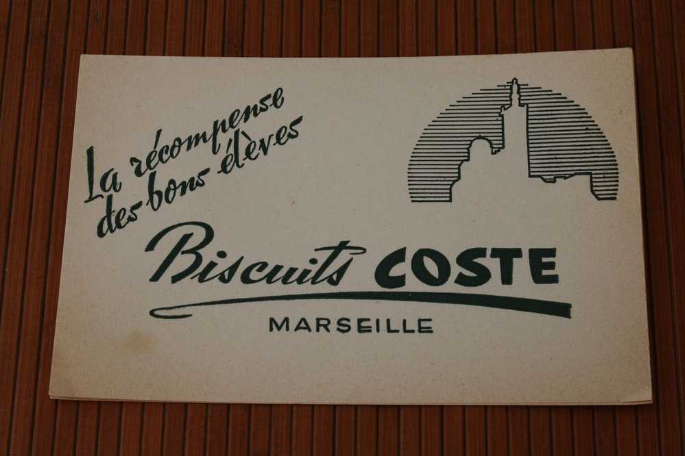 BUVARD Publicité BISCUITS COSTE A MARSEILLE COULEUR D' IMPRESSION "EN VERT GRIS " - Süssigkeiten & Kuchen