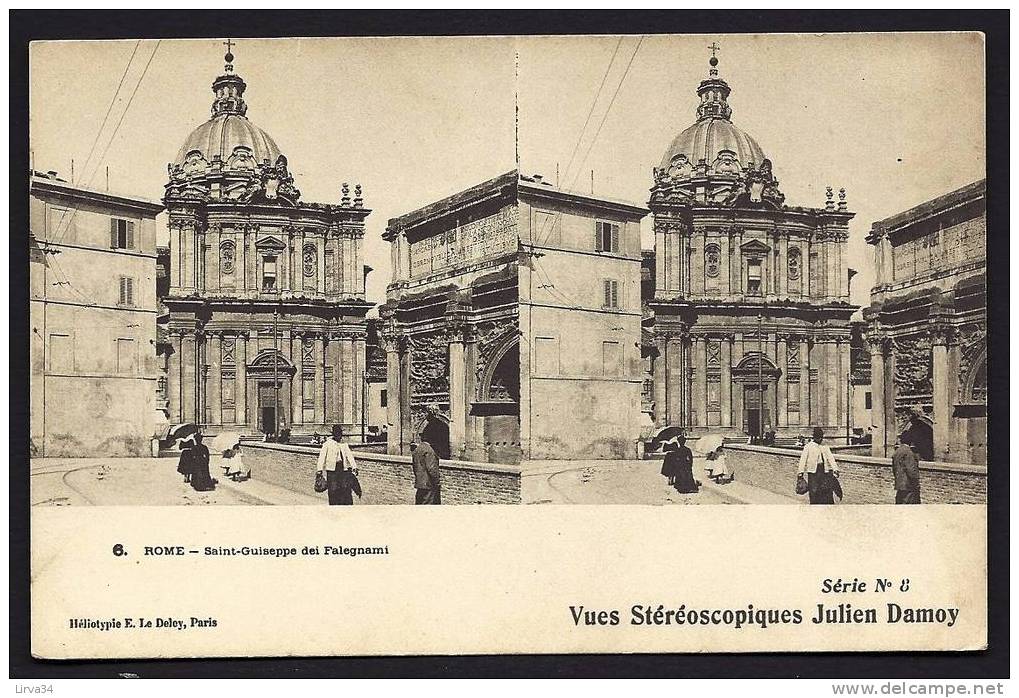 CPA  ANCIENNE STÉRÉOSCOPIQUE JULIEN DAMOY- ITALIE- ROME  EGLISE ST-GUISEPPE- ANIMATION - Stereoskopie