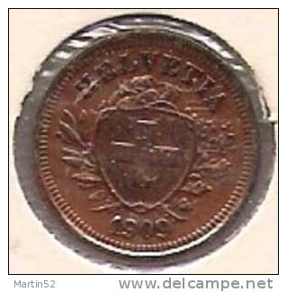 Schweiz Suisse: 1 Rappen / Cent 1909  ( Bronze, O 16mm, 1.5g)   -vz  /  -xf  Gereinigt - Cleaned - Nettoyée - 1 Rappen