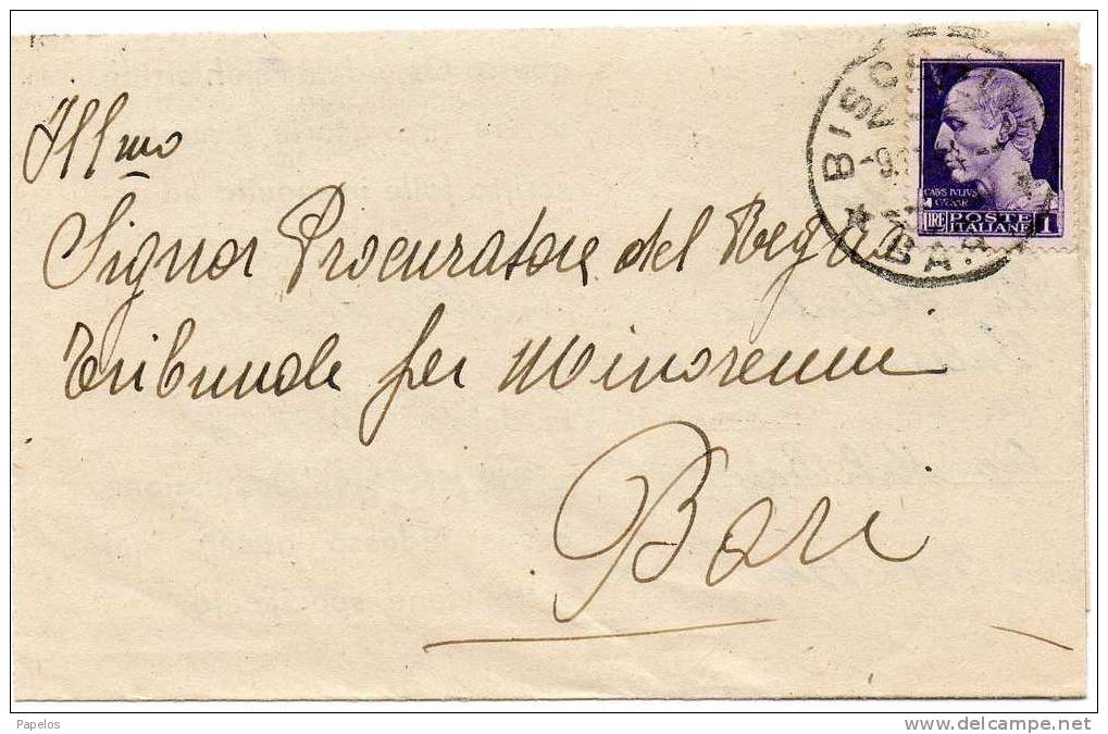 1915 LETTERA COMUNE DI BISCEGLIE - Marcophilia