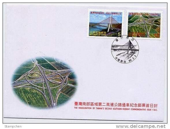 FDC 2000 Taiwan Freeway Stamps Bridge River Interchange Scenery - Altri (Terra)