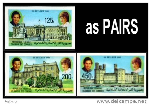 COMORO ISLANDS 1981. Diana´s Wedding Castles. IMPERF.PAIRS:2     [non Dentelé,Geschnitten,no Dentado,non  Dentellato] - Comoros