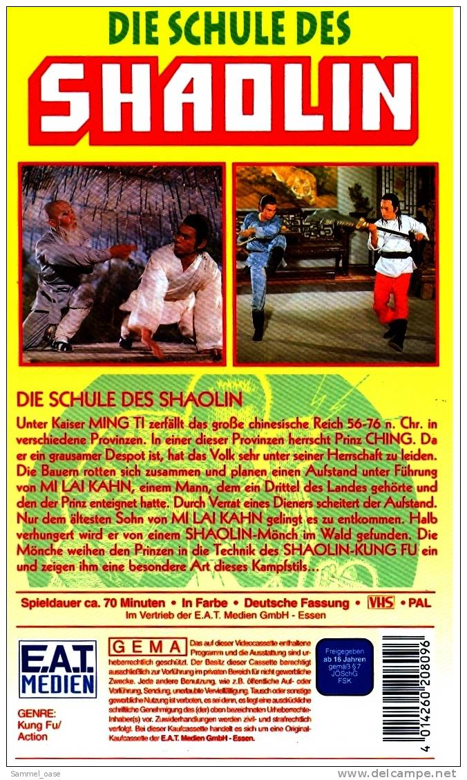 VHS Video  ,  Die Schule Des Shaolin  - Kampftechniken - Action, Aventure