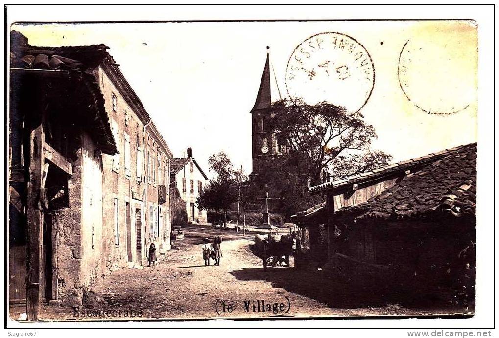 CARTE PHOTO RARE DE ESCANECRABE LE VILLAGE ET L EGLISE - Autres & Non Classés