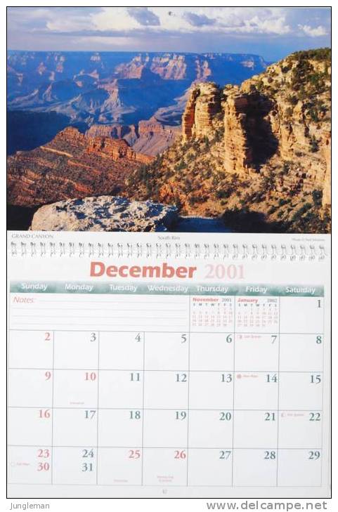 Calendrier 2001 à Spirale - Le Grand Canyon - Tout En Anglais - Bon état - - Altri & Non Classificati
