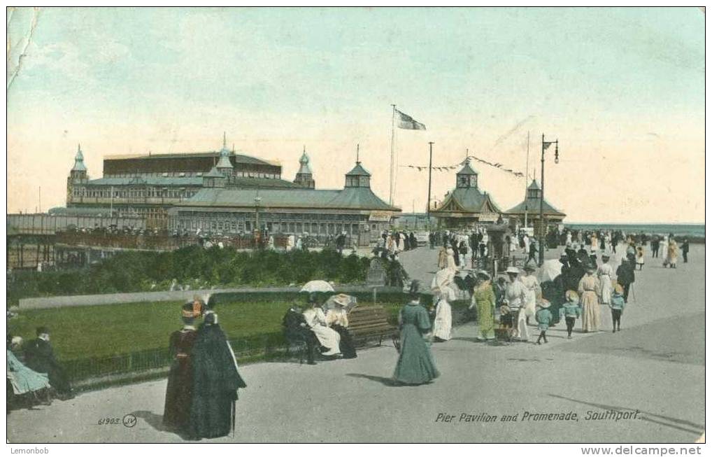Britain United Kingdom Pier Pavilion And Promenade, Southport 1911 Used Postcard [P1451] - Southport