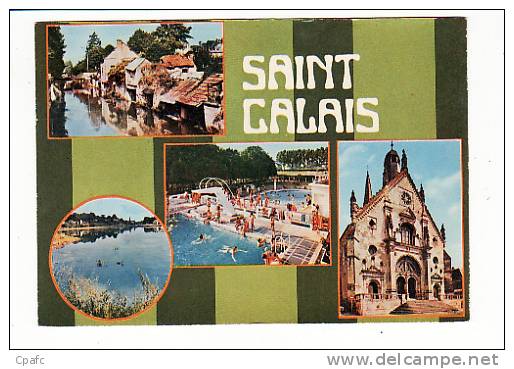 ST CALAIS MULTIVUES 1970 PISCINE EGLISE - Saint Calais