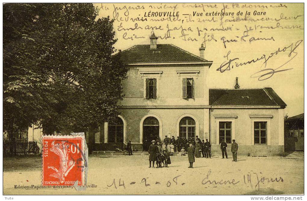 LEROUVILLE VUE EXTERIEURE DE LA GARE CARTE GLACEE  SOLDATS - Lerouville