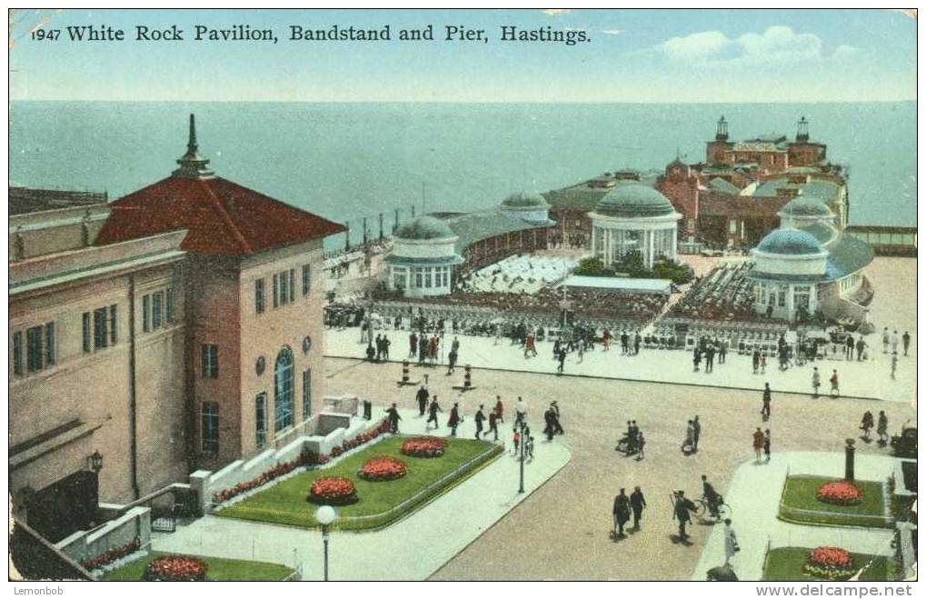 Britain United Kingdom White Pavilion, Bandstand And Pier, Hastings 1946 Used Postcard [P1455] - Hastings