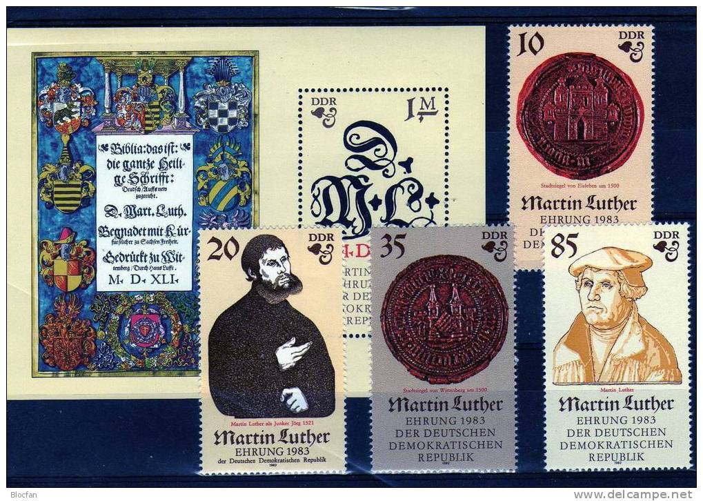 Gedenkblatt Martin Luther 1982 DDR 2754/7+Block 73 O 58€ Plus 1317/9+10KB U.a. Gemälde Lucas Cranach Document Bf Germany - Religión