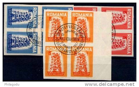 Romania Gouvernement Exil  EUROPA 1956  Blocs De 4 Séries Non Dentelées Cote 216 E Dans Dallay - 1956