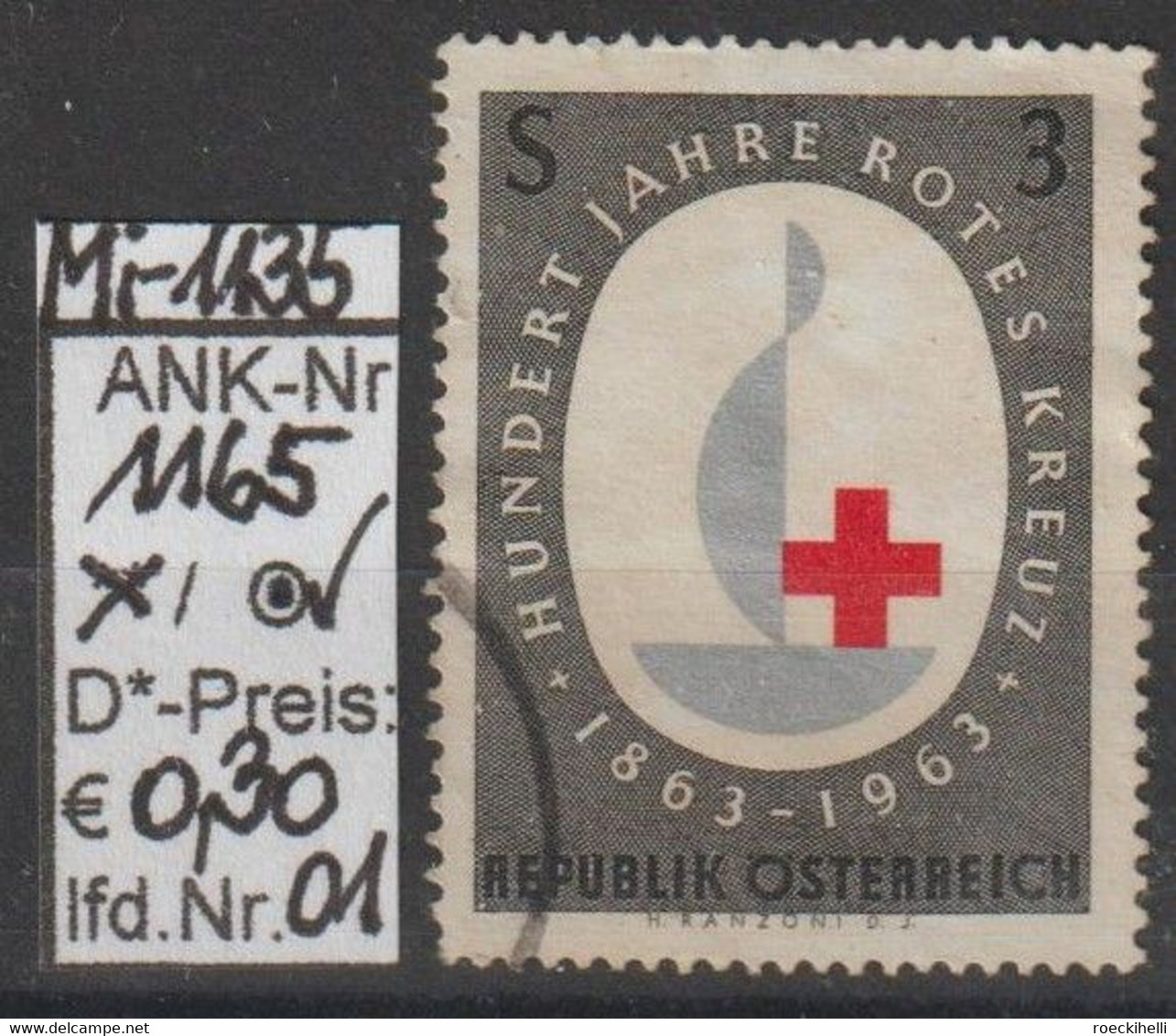 1963 - ÖSTERREICH - SM "100 Jahre Internationales Rotes Kreuz" - 3 S Mehrf. - O  Gestempelt  -  S. Scan (1165o 01    At) - Used Stamps