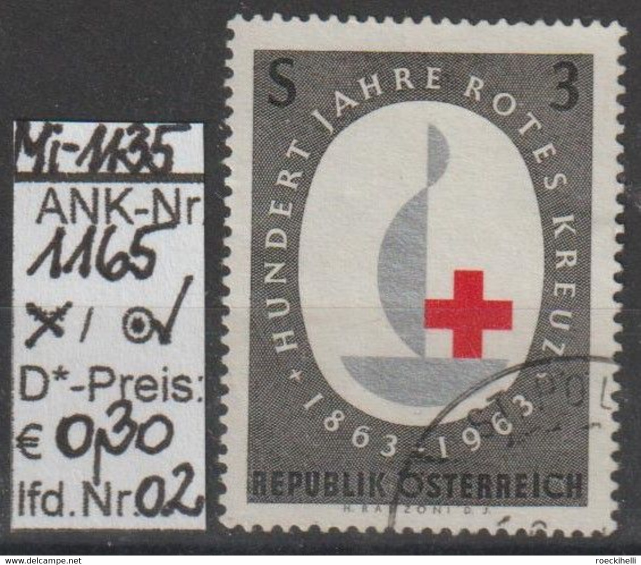 1963 - ÖSTERREICH - SM "100 Jahre Internationales Rotes Kreuz" - 3 S Mehrf. - O  Gestempelt  -  S. Scan (1165o 02    At) - Oblitérés