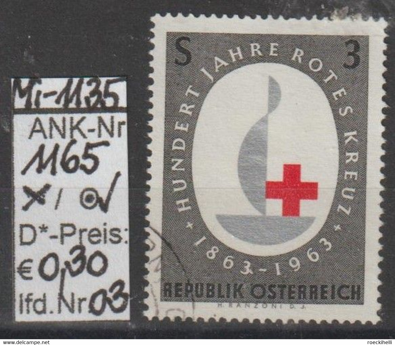 1963 - ÖSTERREICH - SM "100 Jahre Internationales Rotes Kreuz" - 3 S Mehrf. - O  Gestempelt  -  S. Scan (1165o 03    At) - Gebraucht