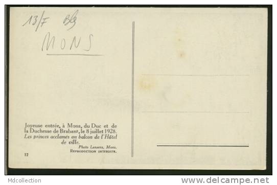 BELGIQUE MONS / Entrée Du Duc Et De La Duchesse De Brabant, Le 8 Juillet 1928 / - Mons