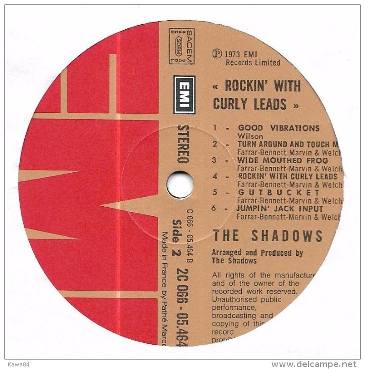 LP 33 RPM (12")  The Shadows / Who  "  Rockin' With Curly Leads  " - Instrumentaal