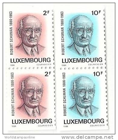 Luxembourg, Year 1986, SG 185-1186b(2x), Robert Schuman, MNH/PF - Ungebraucht