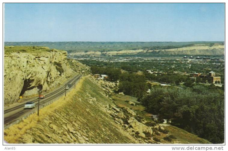 Billings MT Panorama View On C1950s Vintage Postcard, Auto - Billings