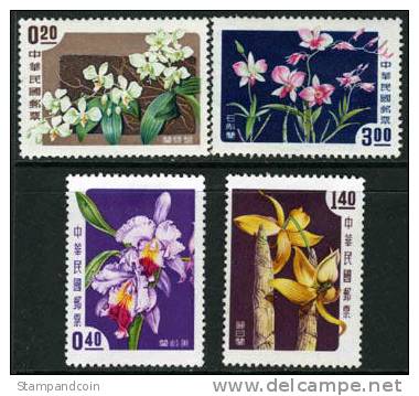 China #1189-92 Mint Hinged Orchid Set From 1958 - Ongebruikt