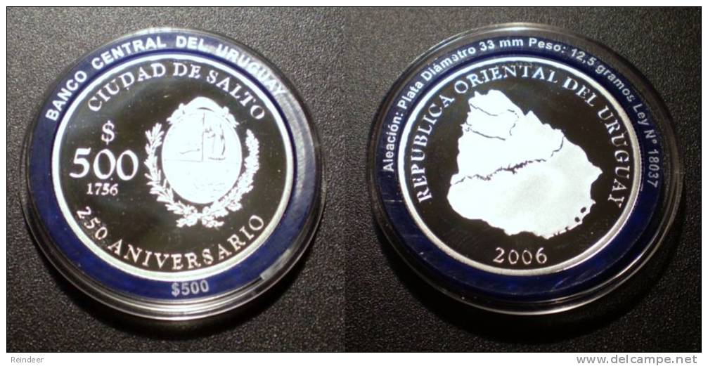 ® URUGUAY - Conmmemorativa 250º Aniversario De SALTO (2006) 12,5gr. Silver/plata Proof - Uruguay