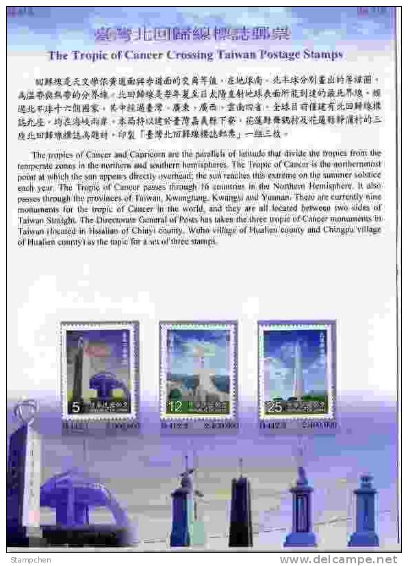 Folder 2000 Tropic Cancer Crossing Taiwan Stamps Astronomy Scenery - Astronomie