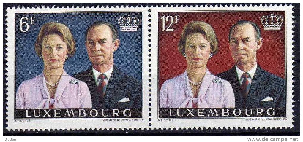 Silberne Hochzeit Des Großherzog-Paares Luxemburg 962/3+ Block 11 ** 4€ Paar Jean Und Josephine-Charlotte - Blocks & Kleinbögen