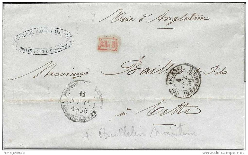 Lettre De La Guadeloupe Avec Correspondance Et Bulletin Maritime - Lettres & Documents