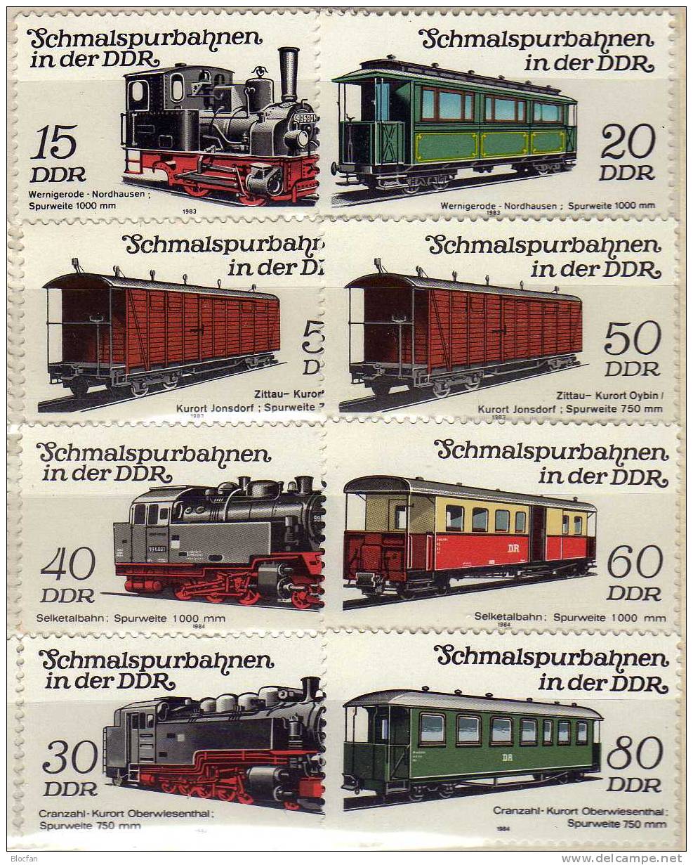 Zusammendrucke Schmalspurbahn Mit Zierfeld III + IV DDR 2792/5, 2864/7+ 4ZD ** 12€ Kleinbahnen Im Harz - Altri (Terra)