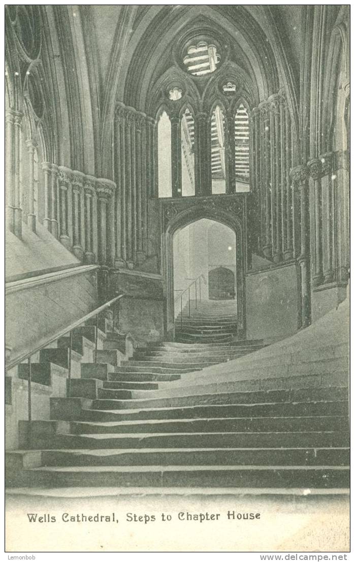 Britain United Kingdom Wells Cathedral, Steps To Chapter House Early 1900s Postcard [P1473] - Wells