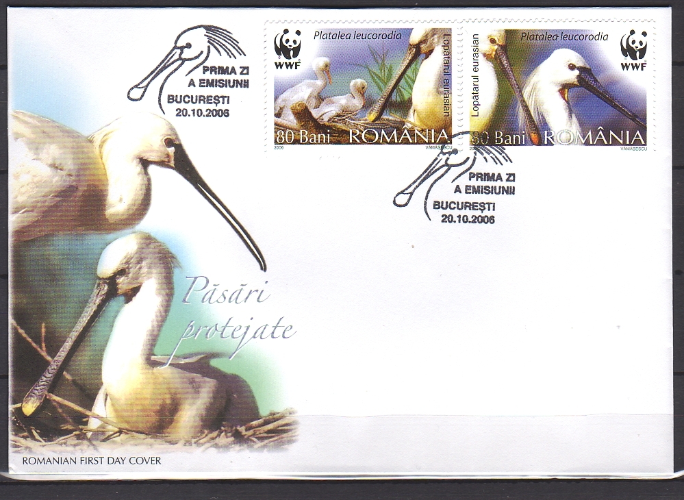 Romania 2006 MiNr. 6134 - 6137 WWF BIRDS Eurasian Spoonbill  (Platalea Leucorodia) 4v  2 LOCAL  FDC 6,00 € - FDC