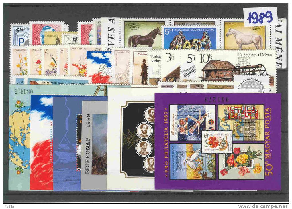 HUNGARY 1989 Full Year 52 Stamps + 6 S/s - Années Complètes