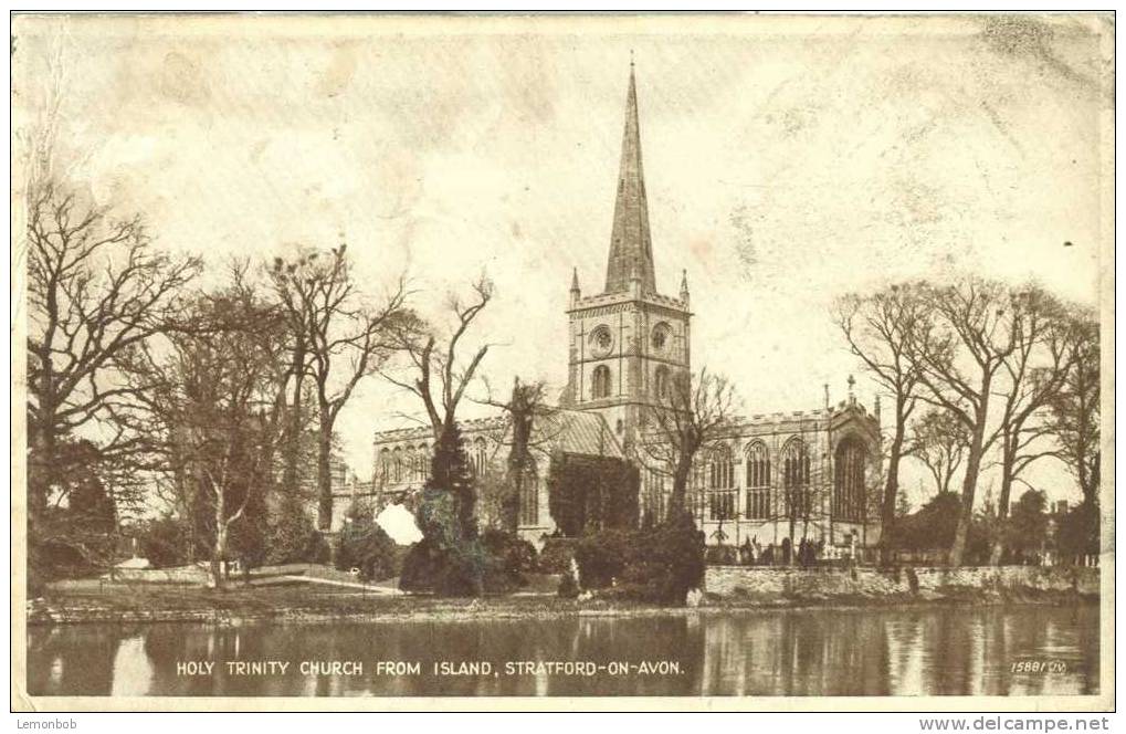 Britain United Kingdom Holy Trinity Church From Island, Stratford-on-avon Early 1900s Postcard [P1479] - Stratford Upon Avon