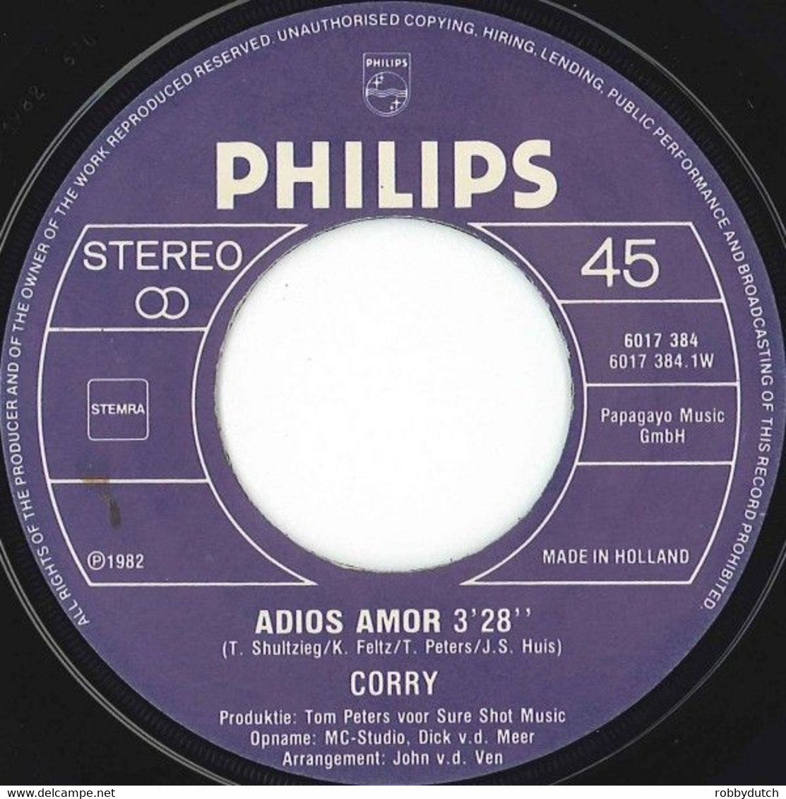 * 7" *  CORRY - ADIOS AMOR - Autres - Musique Néerlandaise