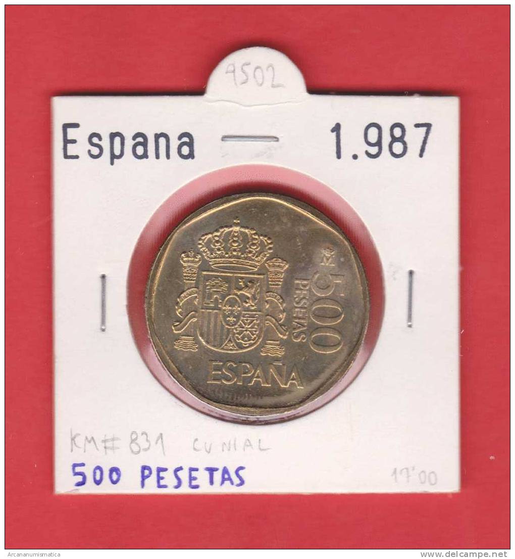 ESPAÑA /JUAN CARLOS I    500  PESETAS  Cu Ni Al     1.987  KM#831   SC/UNC   DL-9502 - 500 Peseta