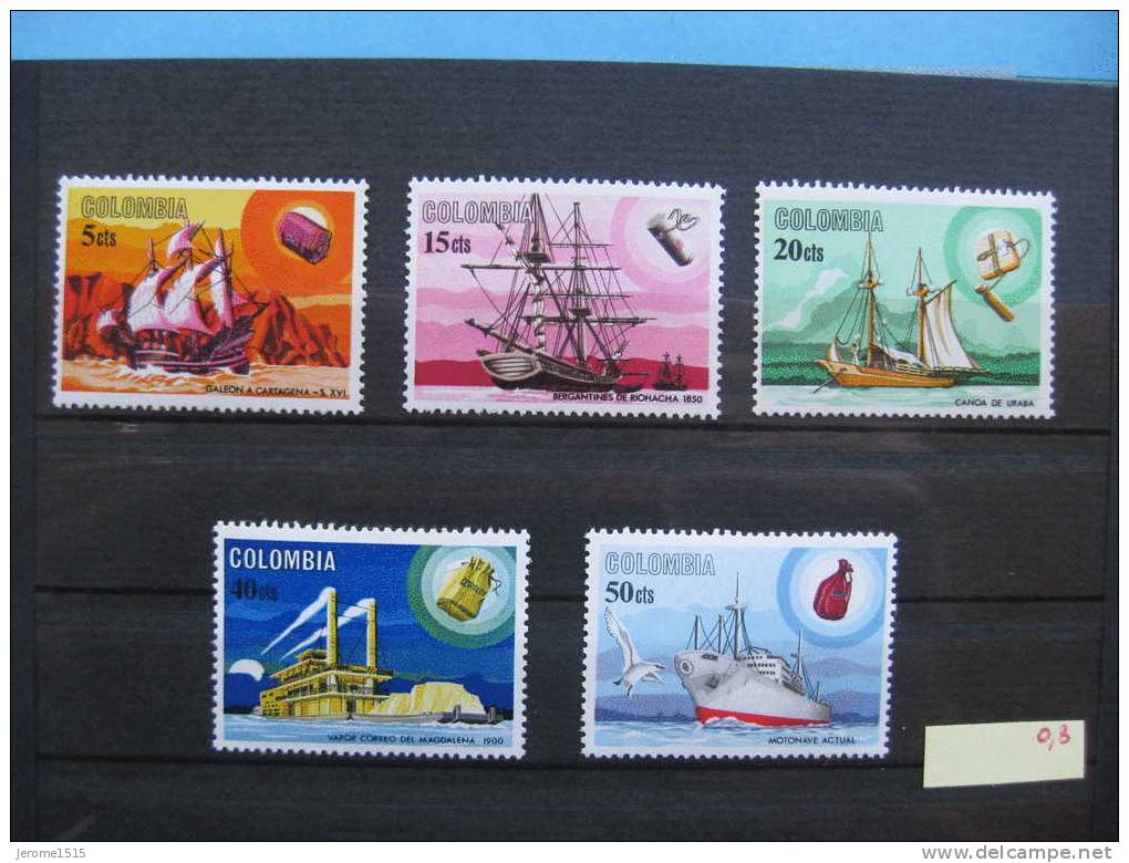 Timbres Colombie Bateaux - Colombie