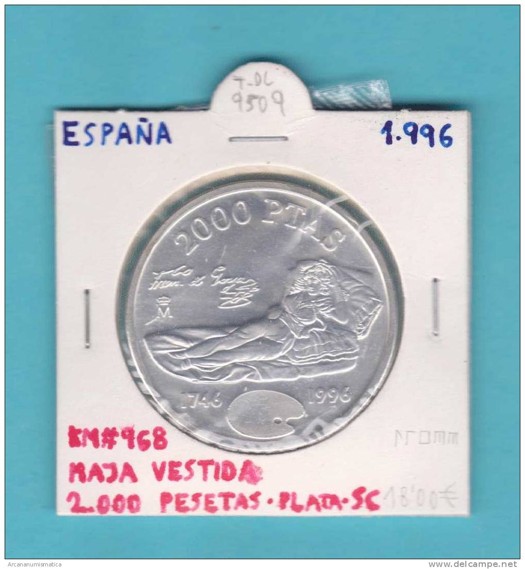 ESPAÑA /JUAN CARLOS I    2.000  PESETAS  PLATA/SILVER   1.996  KM#968   SC/UNC   DL-9509 - 2 000 Pesetas