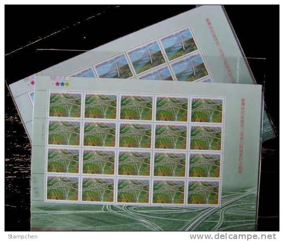 2000 Taiwan Freeway Stamps Sheets Bridge River Interchange Scenery - Altri (Terra)