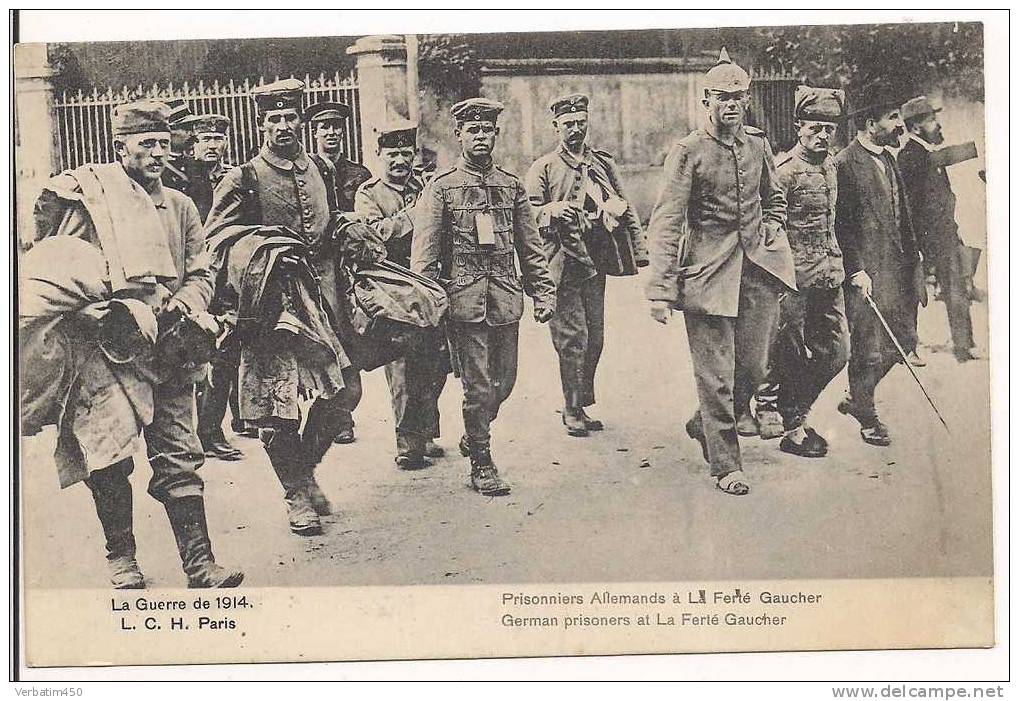 LA FERTE GAUCHER..LA GUERRE DE 1914..MILITARIA....PRISONNIERS ALLEMANDS..GROS PLANS..CIRCULEE - La Ferte Gaucher