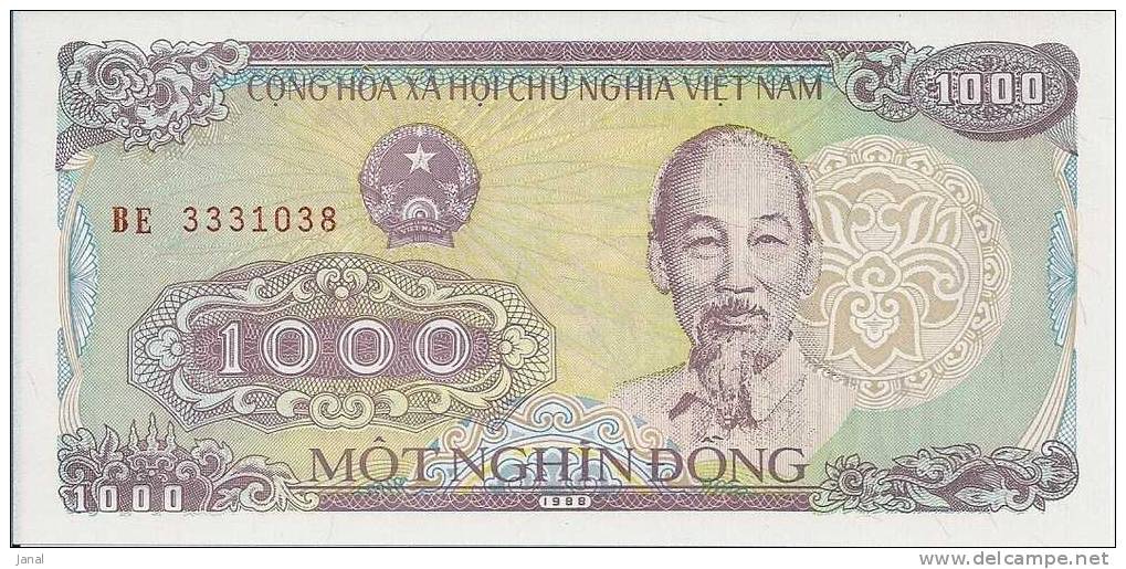 -  VIET NAM  - 2 BILLETS -  NEUFS - 1000 MOT NGHIN DONG - N° BE 3331037 - BE 3331038 - - Vietnam