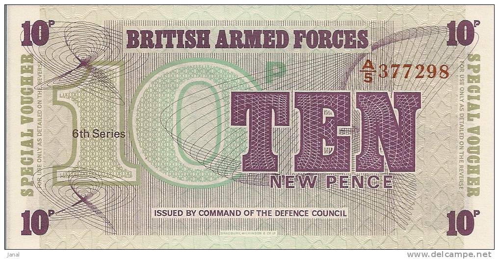 -  GRANDE BRETAGNE - 2 BILLETS -  NEUFS - TEN NEW PENCE - BRITISH ARMED FORCES - N° A/5 377298 - A/5 377285 - - British Armed Forces & Special Vouchers