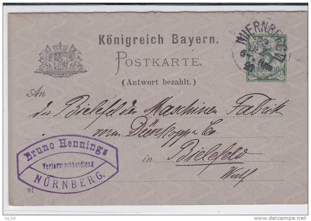 Michel CPRP 40 NÜRNBERG V.Bielefeld.TB - Postal  Stationery