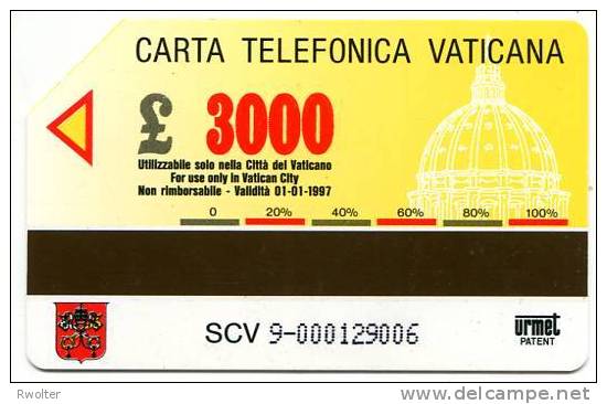 @+ TELECARTE DU VATICAN N° 9 - VUE AERIENNE (1995). - Vatican