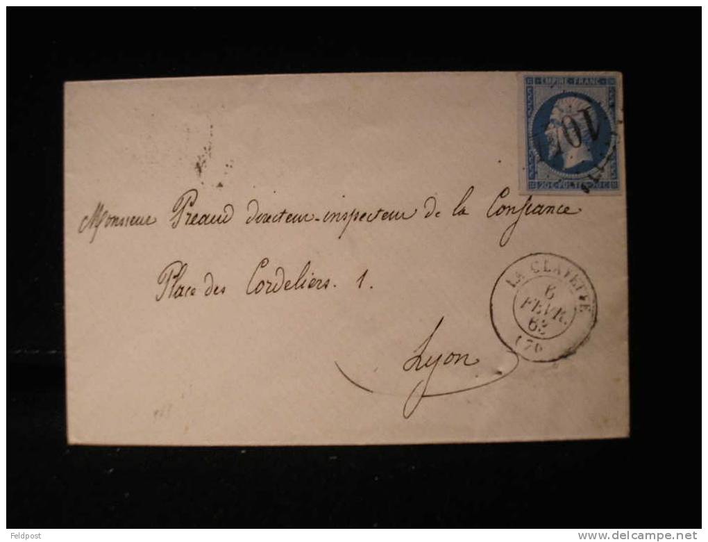 Lettre De LA CLAYETTE Pour LYON 1863 - 1862 Napoleone III